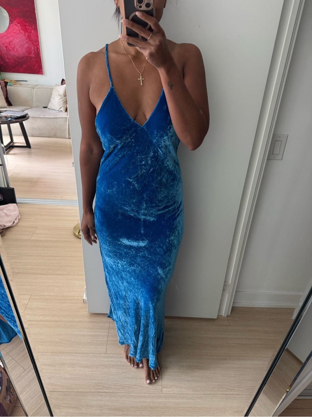 Rat & Boa Electric Blue Velvet Maxi Slip Dress
